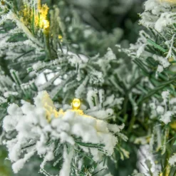 Pre-Lit Christmas Trees*The Holiday Aisle 9' H Slender Green/White Flocked/Frosted Christmas Tree With 350 Led Lights