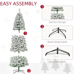 Pre-Lit Christmas Trees*The Holiday Aisle 9' H Slender Green/White Flocked/Frosted Christmas Tree With 350 Led Lights