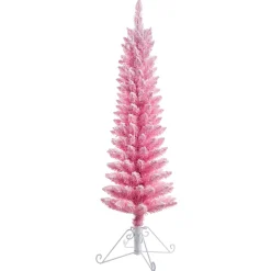 Pre-Lit Christmas Trees*The Holiday Aisle 4' H Slender Pink Realistic Artificial Fir Christmas Tree With 50 Lights