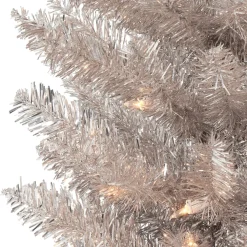 Pre-Lit Christmas Trees*The Holiday Aisle 72" H Slender Rose Gold Fir Christmas Tree With 100 Lights