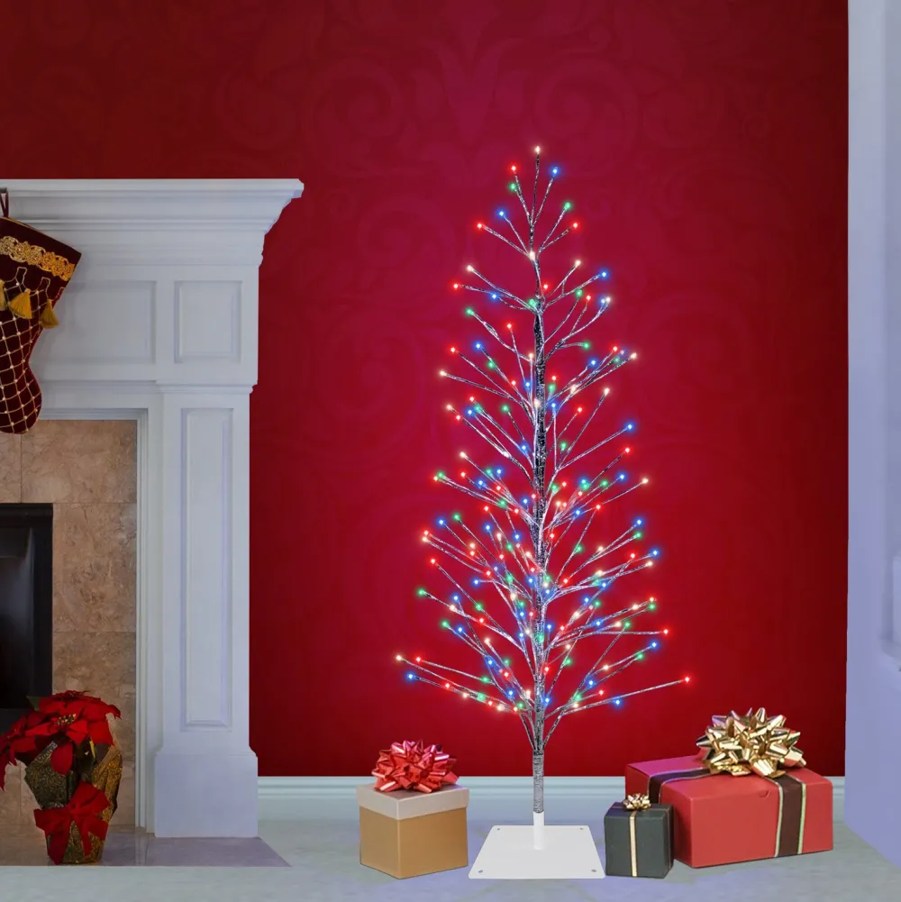 Pre-Lit Christmas Trees*The Holiday Aisle 5' H Slender Silver Cedar Christmas Tree With 180 Led Lights