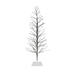 Pre-Lit Christmas Trees*The Holiday Aisle 5' H Slender Silver Cedar Christmas Tree With 180 Led Lights