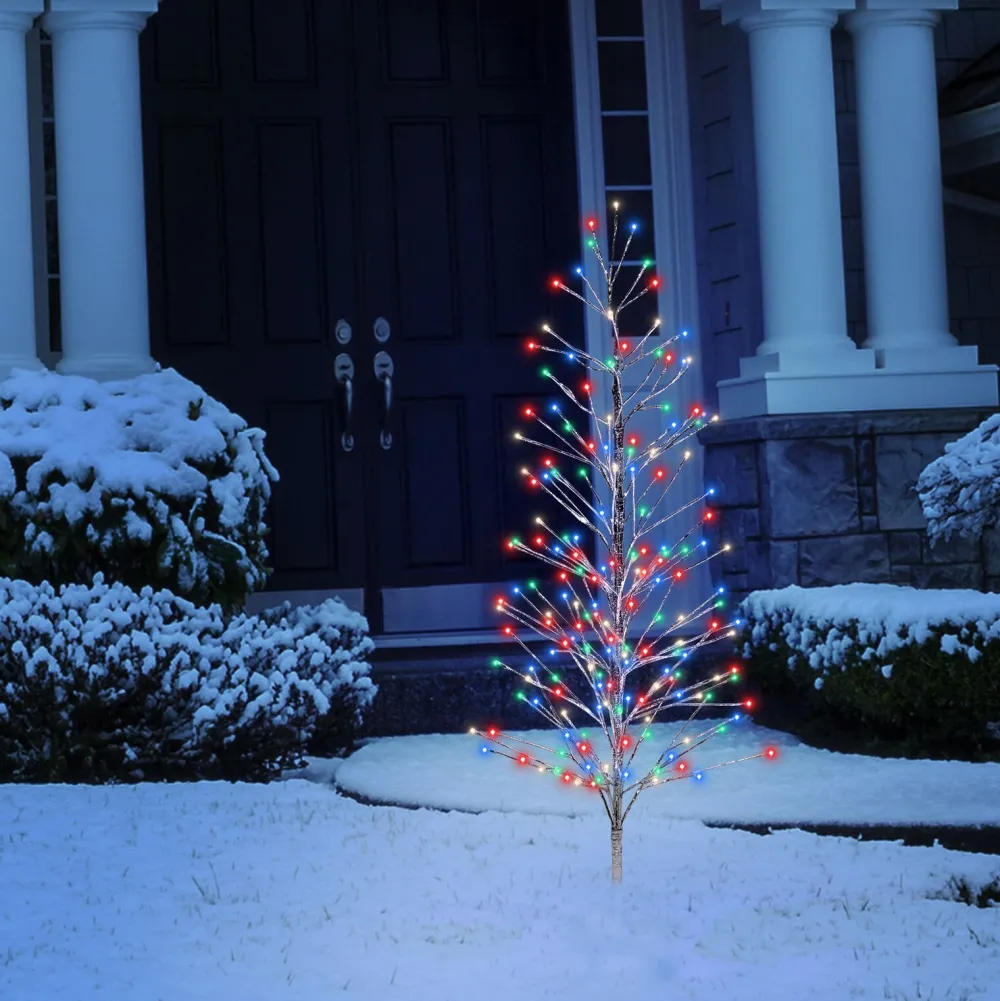 Pre-Lit Christmas Trees*The Holiday Aisle 5' H Slender Silver Cedar Christmas Tree With 180 Led Lights