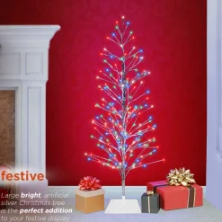 Pre-Lit Christmas Trees*The Holiday Aisle 5' H Slender Silver Cedar Christmas Tree With 180 Led Lights