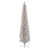 Pre-Lit Christmas Trees*The Holiday Aisle 72" H Slender Silver Fir Christmas Tree With 100 Lights