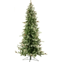 Pre-Lit Christmas Trees*Christmas Time 7'6" H Slender Snow Fir Flocked/Frosted Christmas Tree With 550 Led Lights