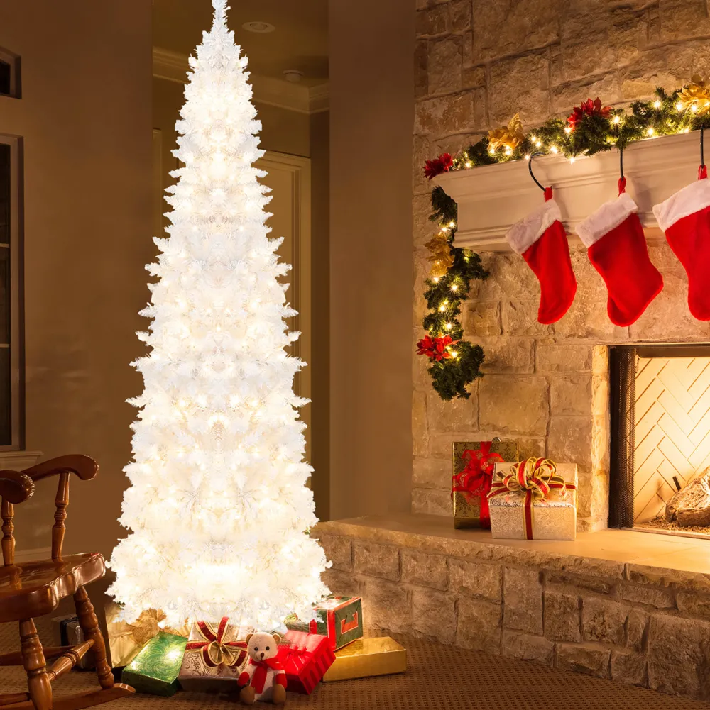 Pre-Lit Christmas Trees*The Holiday Aisle 7' H Slender White Cashmere Christmas Tree With 300 Led Lights