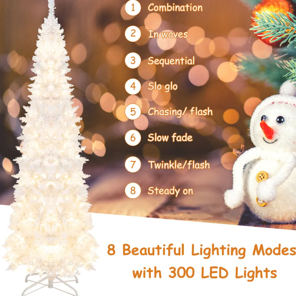 Pre-Lit Christmas Trees*The Holiday Aisle 7' H Slender White Cashmere Christmas Tree With 300 Led Lights