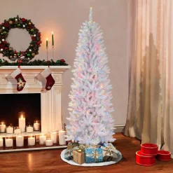 Pre-Lit Christmas Trees*The Holiday Aisle 6'6" H Slender White Fir Christmas Tree With 250 Lights