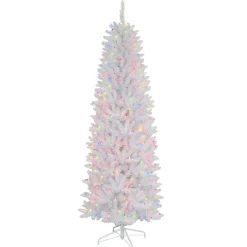 Pre-Lit Christmas Trees*The Holiday Aisle 6'6" H Slender White Fir Christmas Tree With 250 Lights