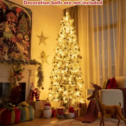 Pre-Lit Christmas Trees*The Holiday Aisle 8' H Slender White Flocked Christmas Tree With 350 Led Lights