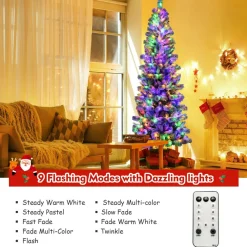 Pre-Lit Christmas Trees*The Holiday Aisle 8' H Slender White Flocked Christmas Tree With 350 Led Lights
