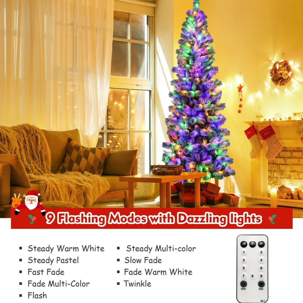 Pre-Lit Christmas Trees*The Holiday Aisle 8' H Slender White Flocked Christmas Tree With 350 Led Lights