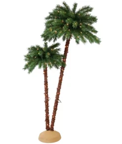 Pre-Lit Christmas Trees*Bay Isle Home 72" H Upside Down Green Artificial Tropical Christmas Tree With 175 Lights