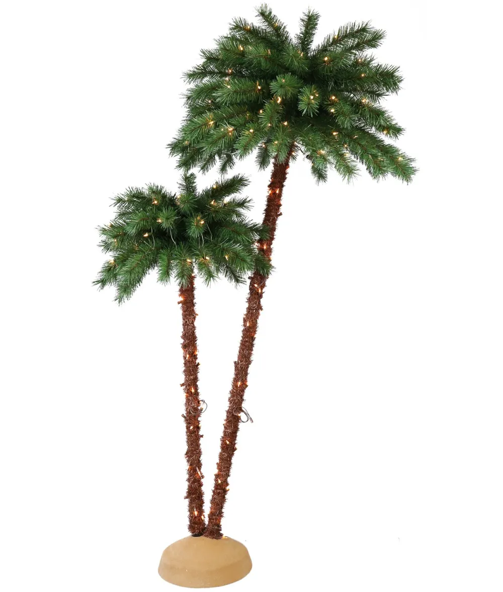 Pre-Lit Christmas Trees*Bay Isle Home 72" H Upside Down Green Artificial Tropical Christmas Tree With 175 Lights