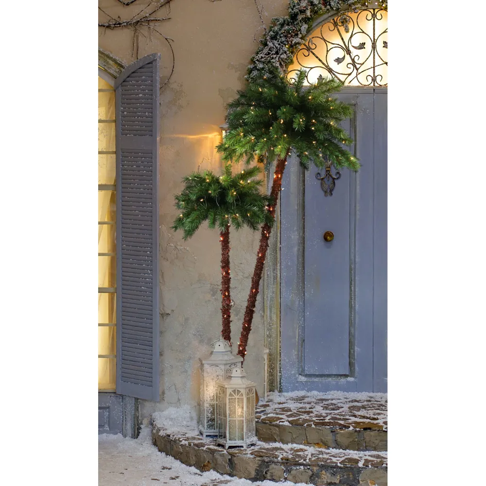 Pre-Lit Christmas Trees*Bay Isle Home 72" H Upside Down Green Artificial Tropical Christmas Tree With 175 Lights