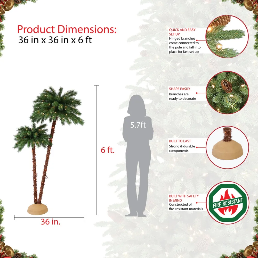 Pre-Lit Christmas Trees*Bay Isle Home 72" H Upside Down Green Artificial Tropical Christmas Tree With 175 Lights