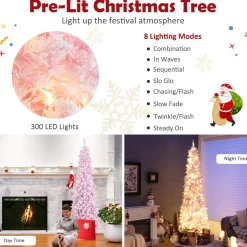 Pre-Lit Christmas Trees*The Holiday Aisle 90'' H White Artificial Hinged Christmas Tree With 450 Lights