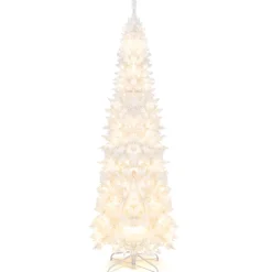Pre-Lit Christmas Trees*The Holiday Aisle 84'' H White Artificial Hinged Christmas Tree With 300 Lights
