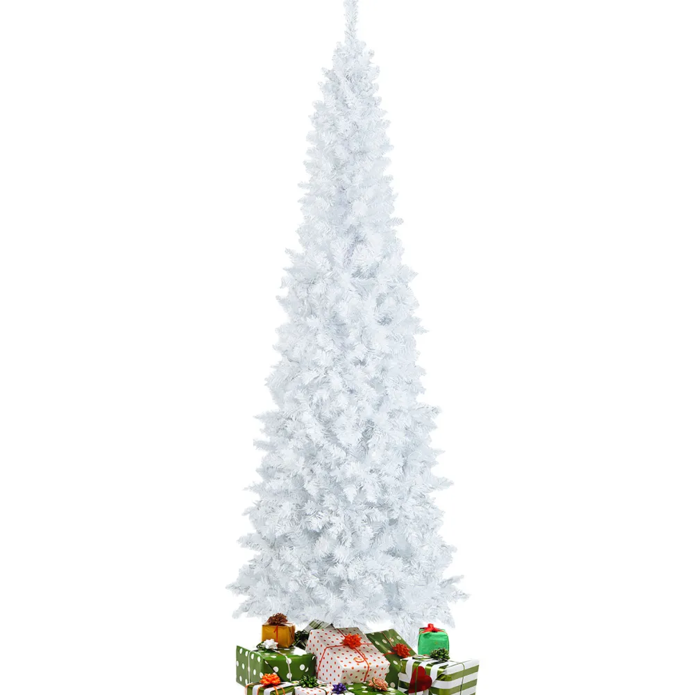 Pre-Lit Christmas Trees*The Holiday Aisle 84'' H White Artificial Hinged Christmas Tree With 300 Lights