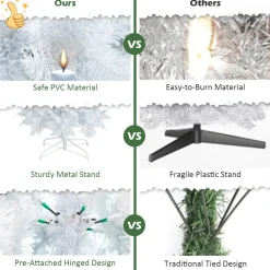 Pre-Lit Christmas Trees*The Holiday Aisle 84'' H White Artificial Hinged Christmas Tree With 300 Lights