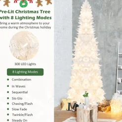 Pre-Lit Christmas Trees*The Holiday Aisle 84'' H White Artificial Hinged Christmas Tree With 300 Lights