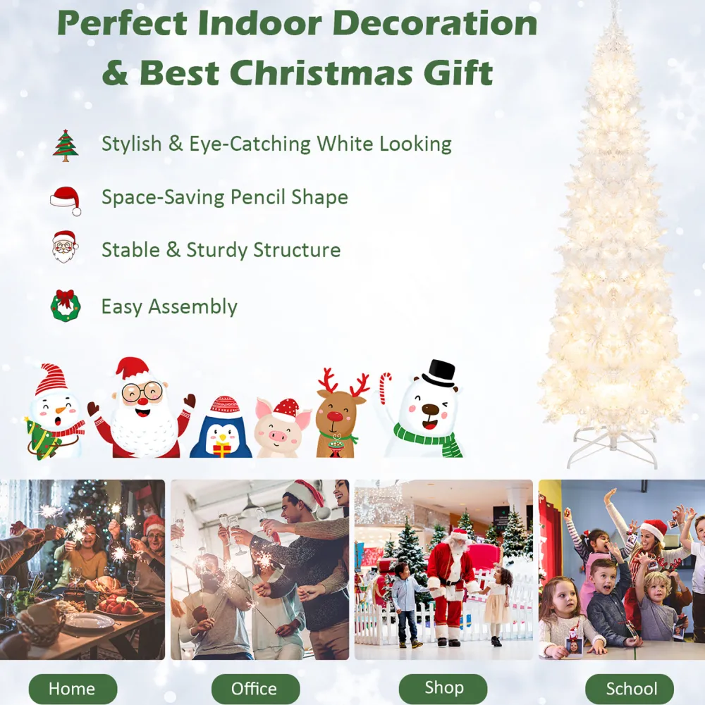 Pre-Lit Christmas Trees*The Holiday Aisle 84'' H White Artificial Hinged Christmas Tree With 300 Lights