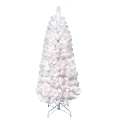 Pre-Lit Christmas Trees*The Holiday Aisle 4'6" H White Fir Christmas Tree With Lights