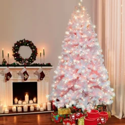 Pre-Lit Christmas Trees*The Holiday Aisle 6'6" H White Fir Christmas Tree With Lights