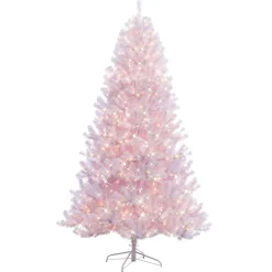 Pre-Lit Christmas Trees*The Holiday Aisle 6'6" H White Fir Christmas Tree With Lights