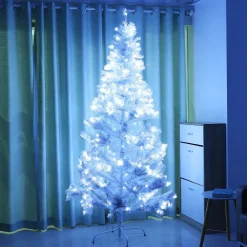 Pre-Lit Christmas Trees*The Holiday Aisle 7.5' H White Pine Flocked/Frosted Christmas Tree With 360 Led Lights