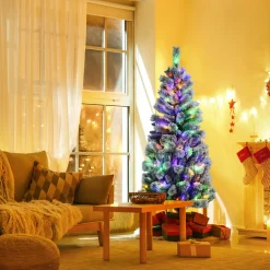 Pre-Lit Christmas Trees*The Holiday Aisle 72" H White Pine Flocked/Frosted Christmas Tree With 200 Led Lights