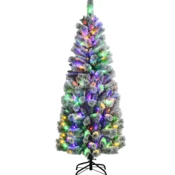 Pre-Lit Christmas Trees*The Holiday Aisle 72" H White Pine Flocked/Frosted Christmas Tree With 200 Led Lights