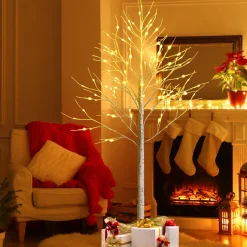 Pre-Lit Christmas Trees*The Holiday Aisle 6' H White Realistic Artificial Christmas Tree With 96 Led Lights