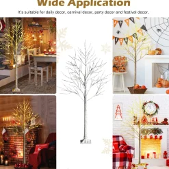 Pre-Lit Christmas Trees*The Holiday Aisle 6' H White Realistic Artificial Christmas Tree With 96 Led Lights
