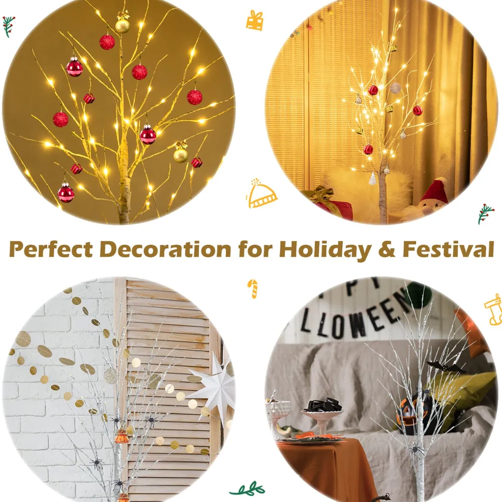 Pre-Lit Christmas Trees*The Holiday Aisle 48" H White Realistic Artificial Christmas Tree 48 Led Lights