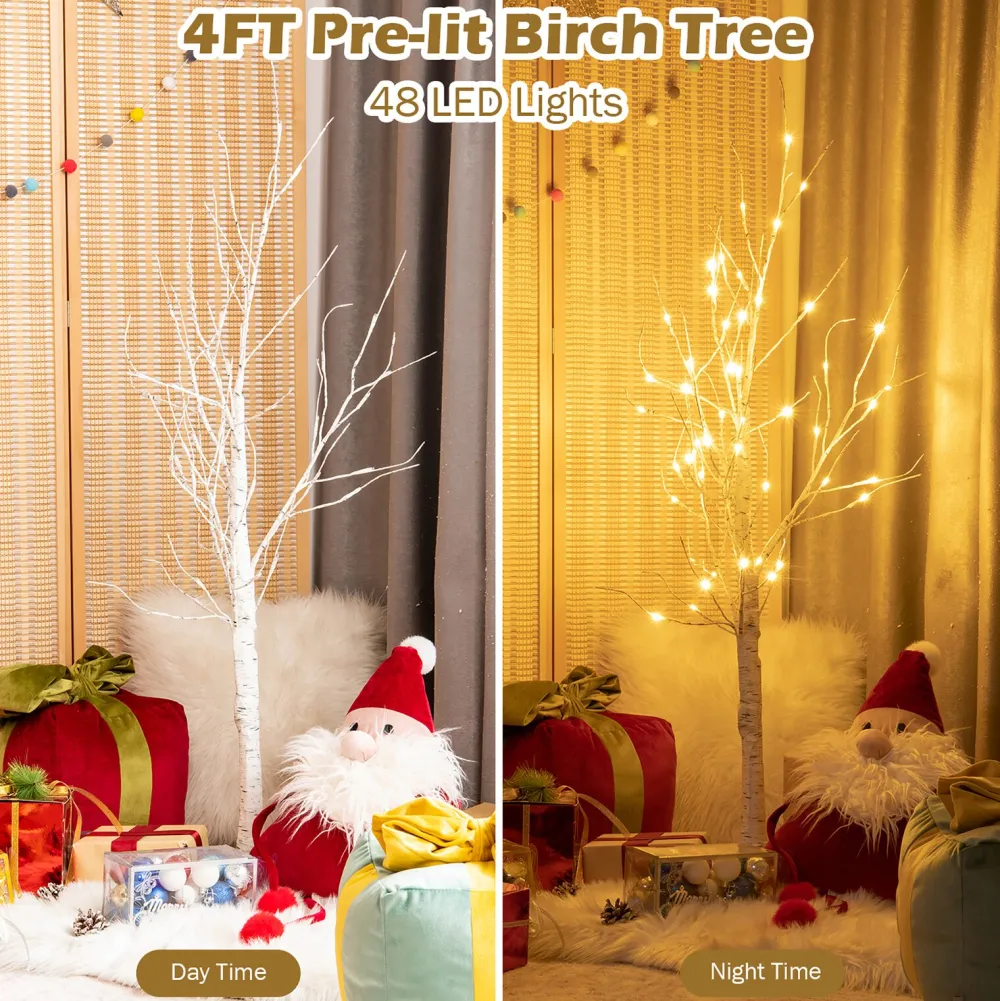 Pre-Lit Christmas Trees*The Holiday Aisle 48" H White Realistic Artificial Christmas Tree 48 Led Lights