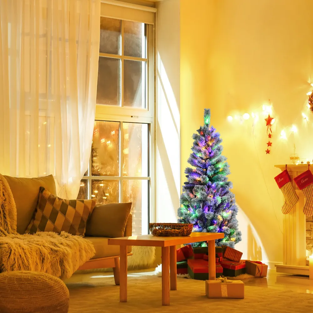 Pre-Lit Christmas Trees*The Holiday Aisle 60" H White Realistic Pine Flocked/Frosted Christmas Tree With 1400 Led Lights