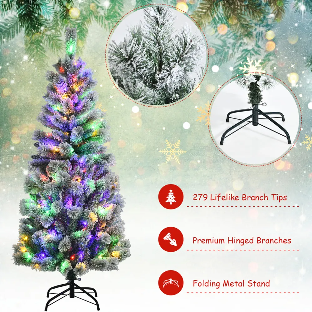 Pre-Lit Christmas Trees*The Holiday Aisle 60" H White Realistic Pine Flocked/Frosted Christmas Tree With 1400 Led Lights