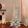 Pre-Lit Christmas Trees*The Holiday Aisle 7.5' H White/Green Realistic Artificial Pine Flocked/Frosted Christmas Tree With 400 Lights Led