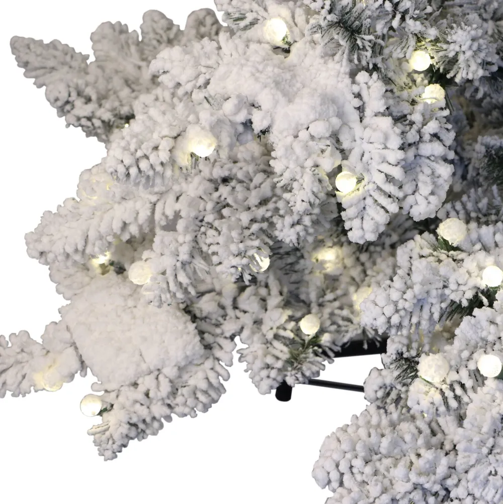 Pre-Lit Christmas Trees*The Holiday Aisle 7.5' H White/Green Realistic Artificial Pine Flocked/Frosted Christmas Tree With 400 Lights Led