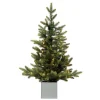 Pre-Lit Christmas Trees*Haute Decor 30 Inch Prelit Fraser Fir Potted Tree In Wooden Pot