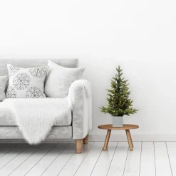 Pre-Lit Christmas Trees*Haute Decor 30 Inch Prelit Fraser Fir Potted Tree In Wooden Pot