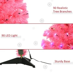 Pre-Lit Christmas Trees*The Holiday Aisle 3' Pink Pine Artificial Christmas Tree With 90 Colored & Clear Lights