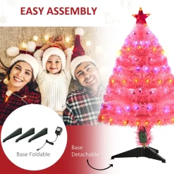 Pre-Lit Christmas Trees*The Holiday Aisle 3' Pink Pine Artificial Christmas Tree With 90 Colored & Clear Lights