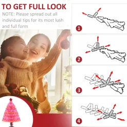 Pre-Lit Christmas Trees*The Holiday Aisle 3' Pink Pine Artificial Christmas Tree With 90 Colored & Clear Lights