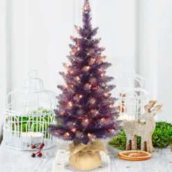 Pre-Lit Christmas Trees*The Holiday Aisle 3' Purple Spruce Artificial Christmas Tree With 50 Clear/White Lights