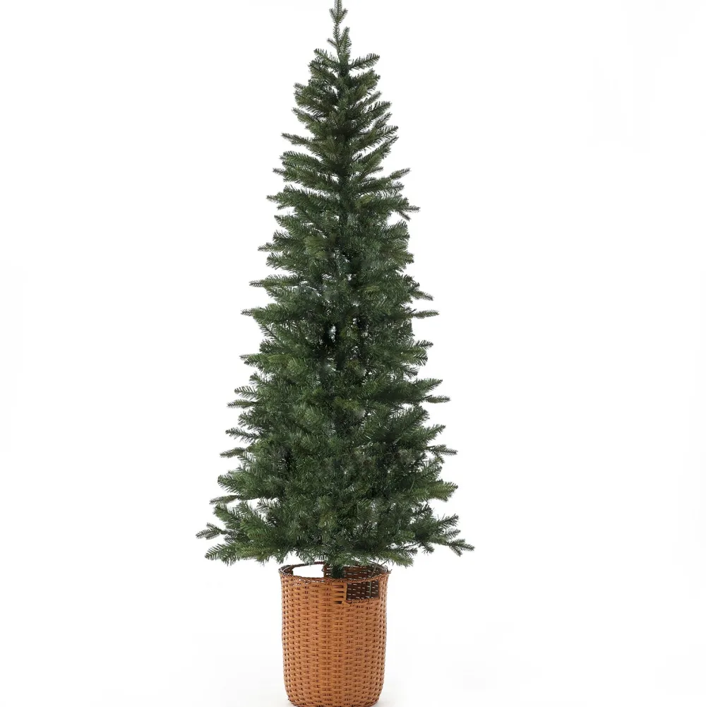 Pre-Lit Christmas Trees*The Holiday Aisle 6'5" Slender Green Realistic Artificial Fir Christmas Tree With 150 Led Lights