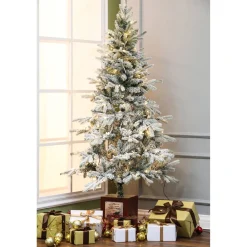 Pre-Lit Christmas Trees*The Holiday Aisle 5.21' White Fir Artificial Christmas Tree With 120 Clear/White Lights