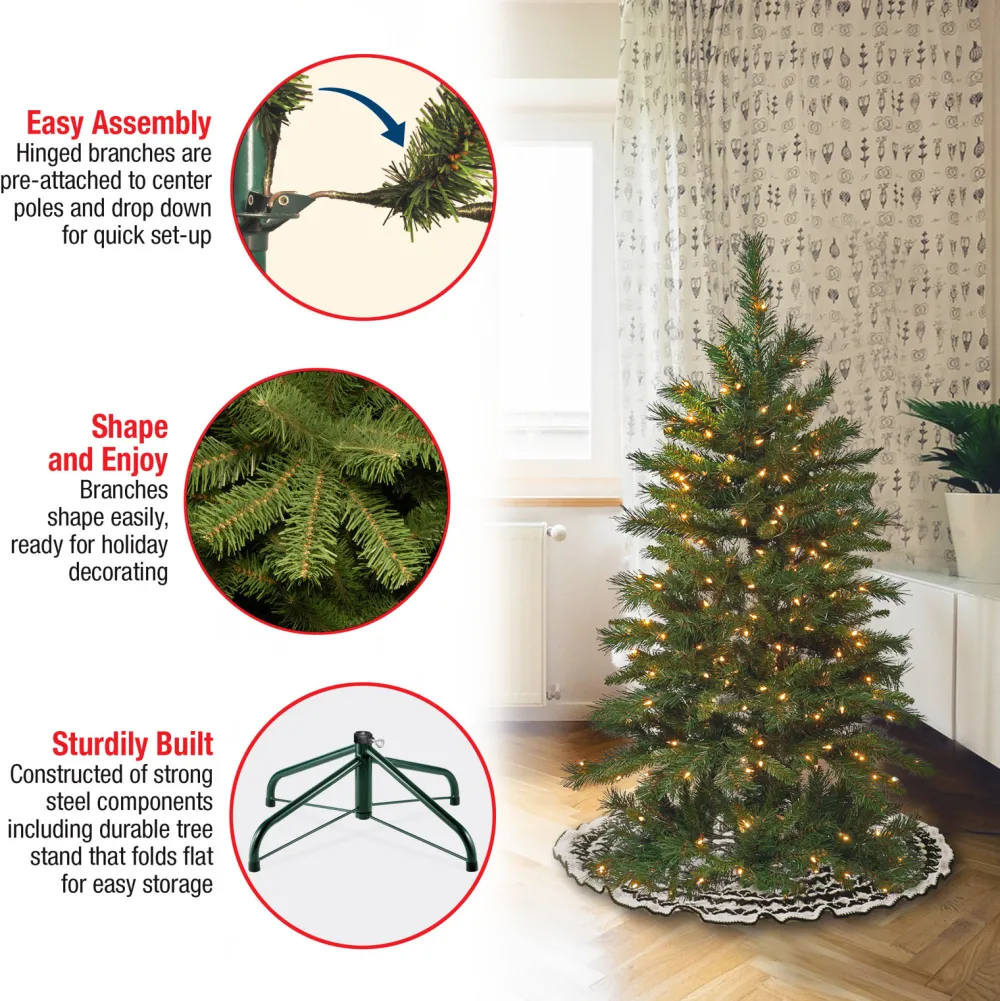 Pre-Lit Christmas Trees*The Holiday Aisle Adrihana Slender Green Christmas Tree Realistic Artificial Fir Cashmere Christmas Tree